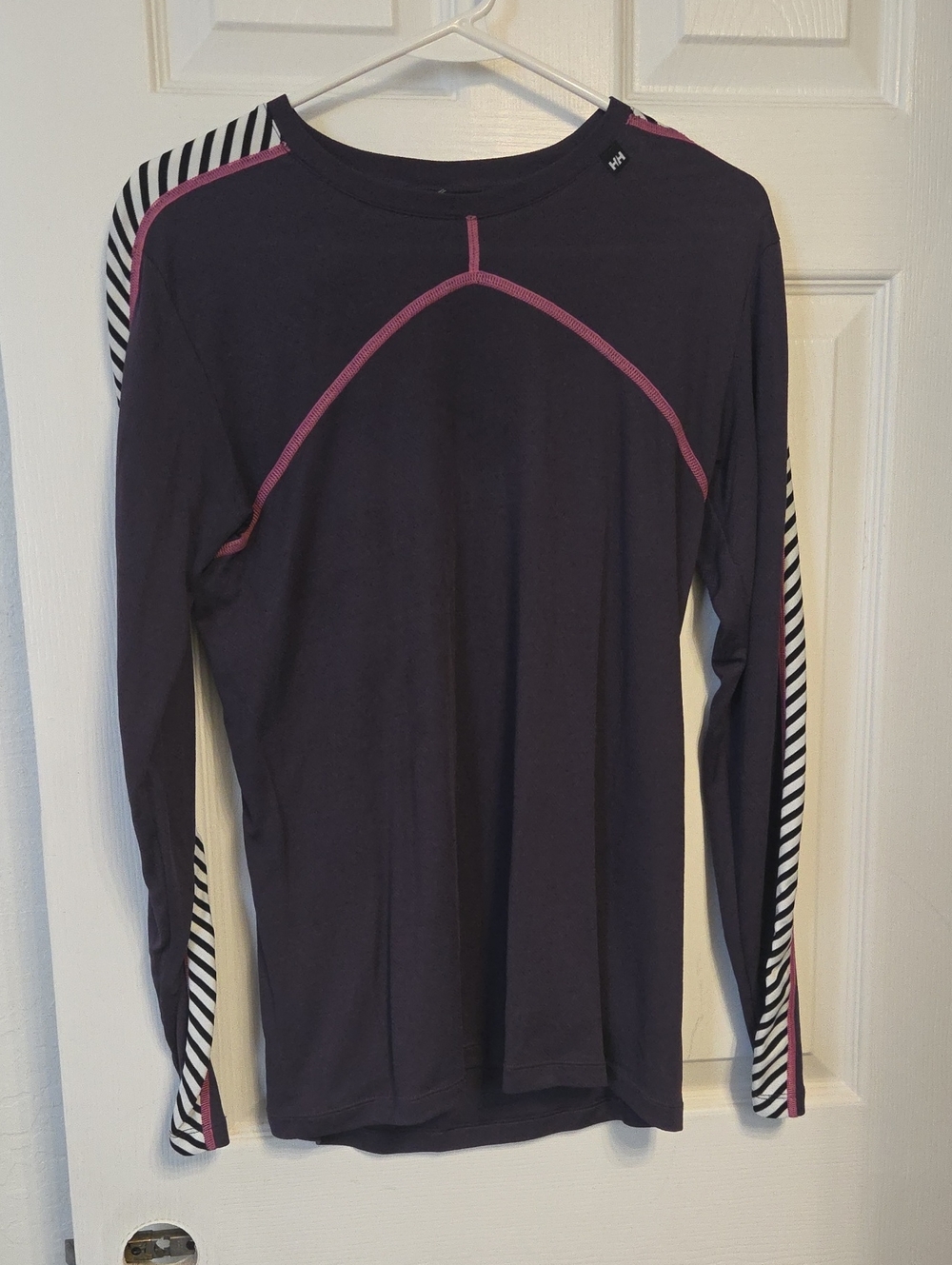 Helly Hansen Long Sleeve Base Layer Top in Dark Purple with Pink Trim